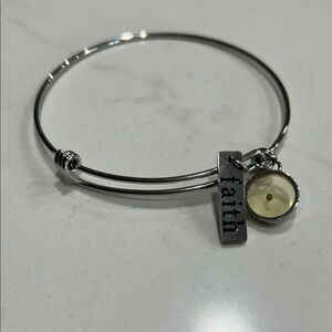 Silver Bangle Bracelet with Faith Charm